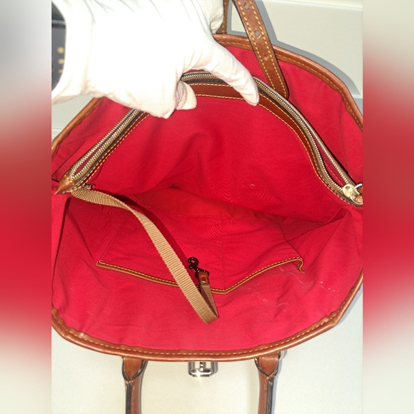 Brown LEATHER and Navy Canvass Men's Messenger Bag - Picture 9 of 16